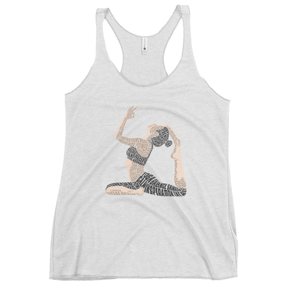 Beautiful Yoga Pose w/ Yoga Words - Women's Racerback Tank - White